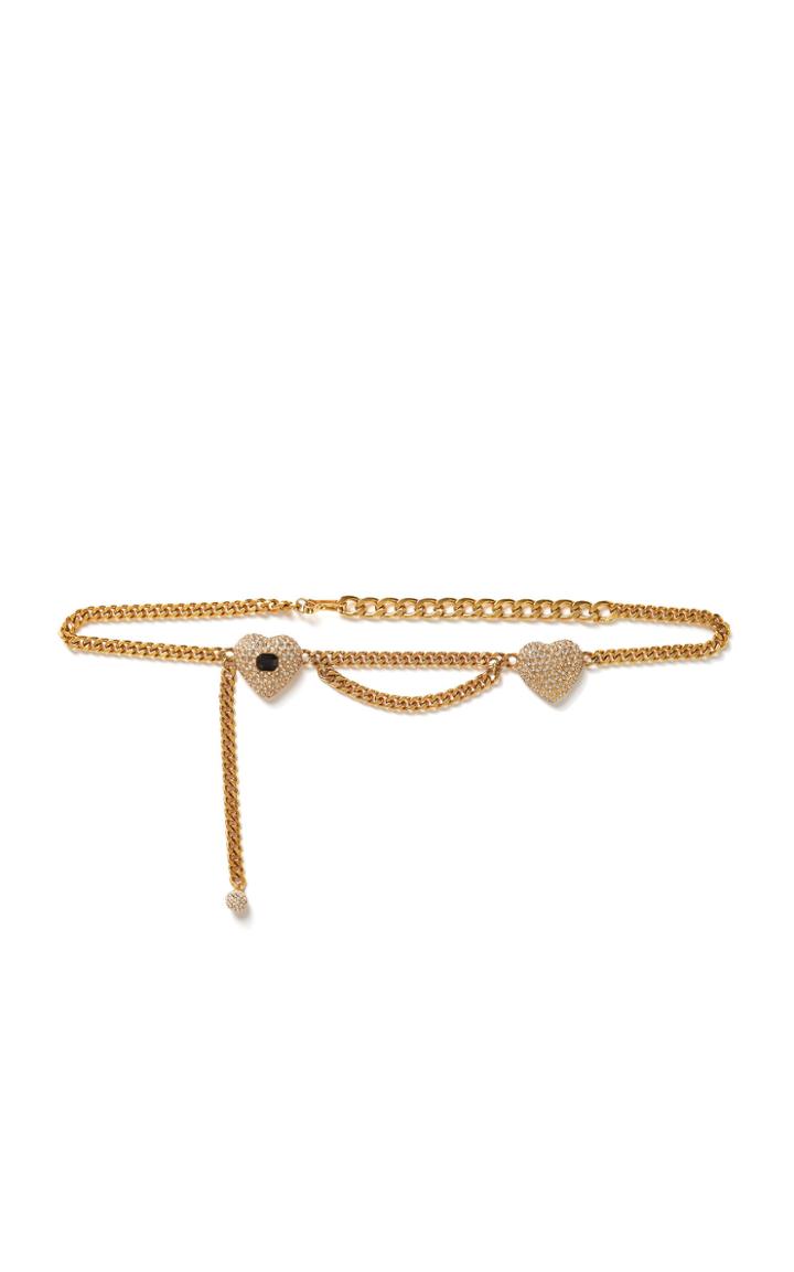 Moda Operandi Markarian X Ciner Love Hearts Embellished Gold-tone Belt