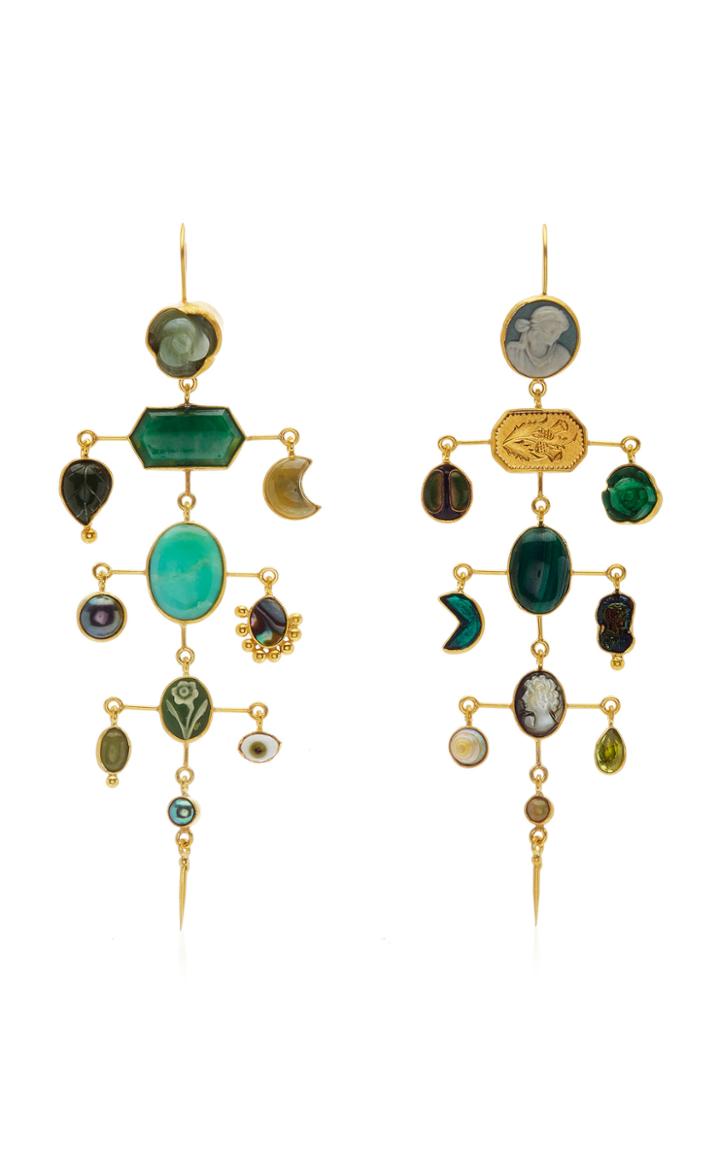 Moda Operandi Grainne Morton Multi Layer Chrysoprase Victorian Balance Earrings