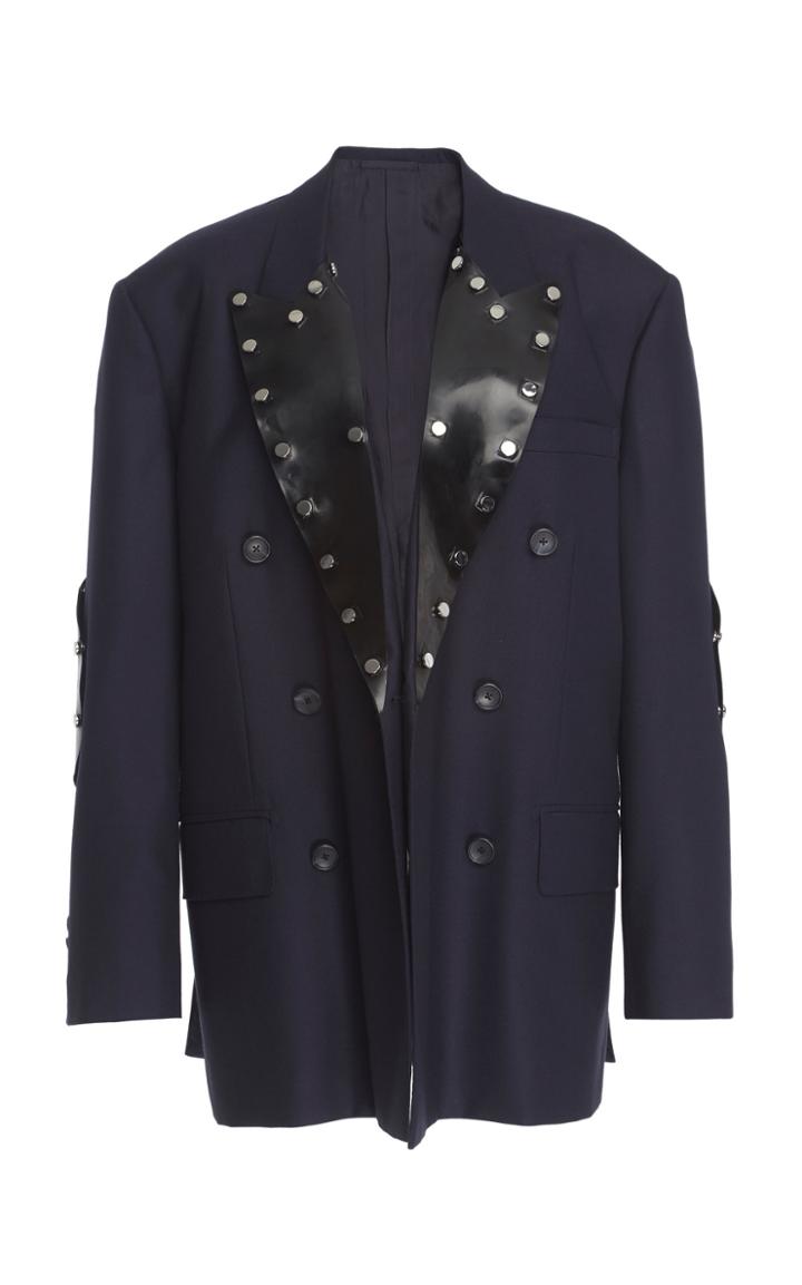 Christopher Kane Wool Contrast Leather-effect Lapel Blazer
