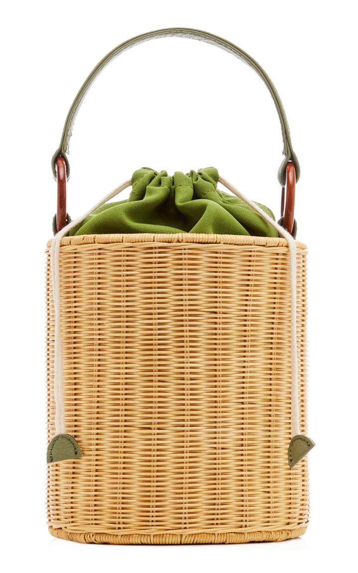 Kayu Reta Canvas And Woven Straw Top Handle Bag