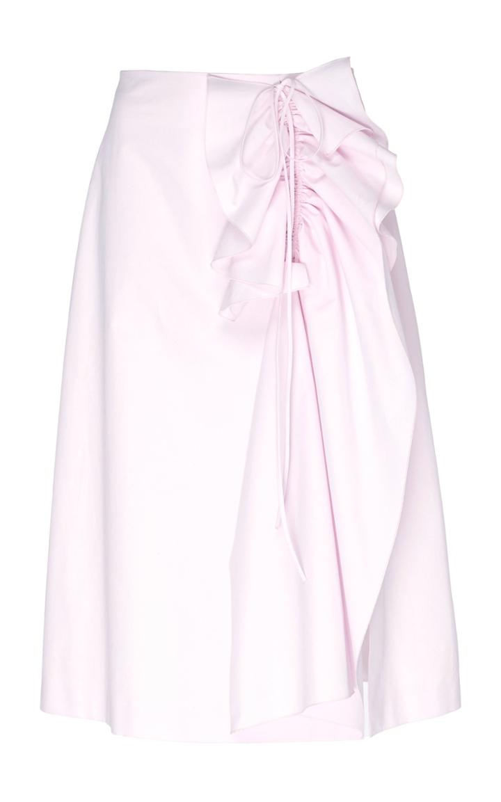 Delpozo Cotton Poplin Frill Mid Skirt