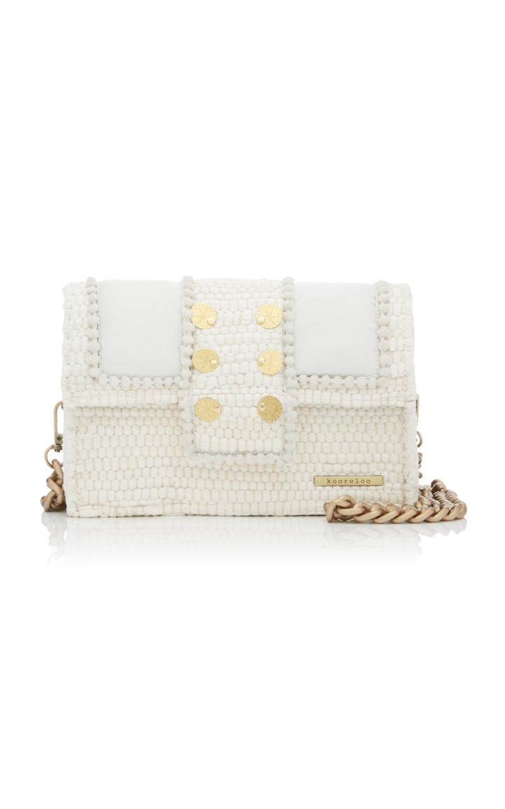 Kooreloo Hollywood Babe Fabric And Leather Shoulder Bag With Pom Poms