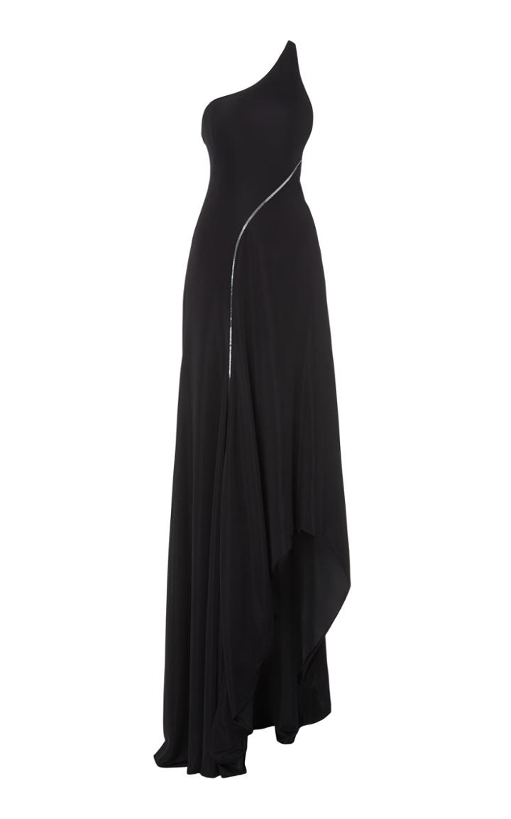 Galvan Glissade One-shoulder Stretch-cady Gown