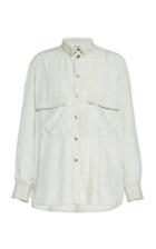Rochas Marbled Silk Button-up Shirt
