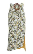 Silvia Tcherassi Fadua Belted Floral-print Cotton-poplin Midi Skirt