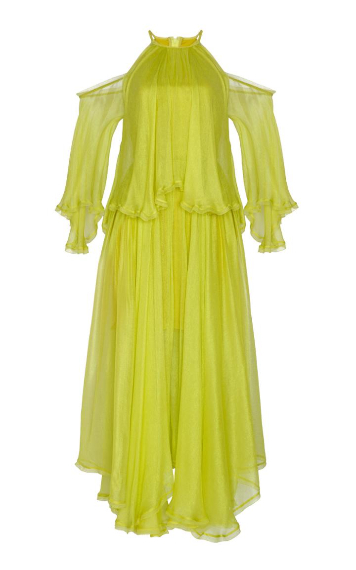 Maria Lucia Hohan Lyla Metallic Mousseline Midi Dress