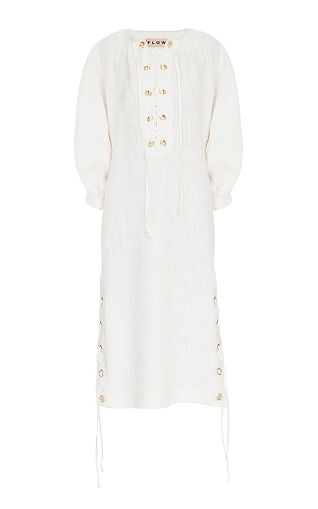 Flow The Label Lace Up Linen Dress