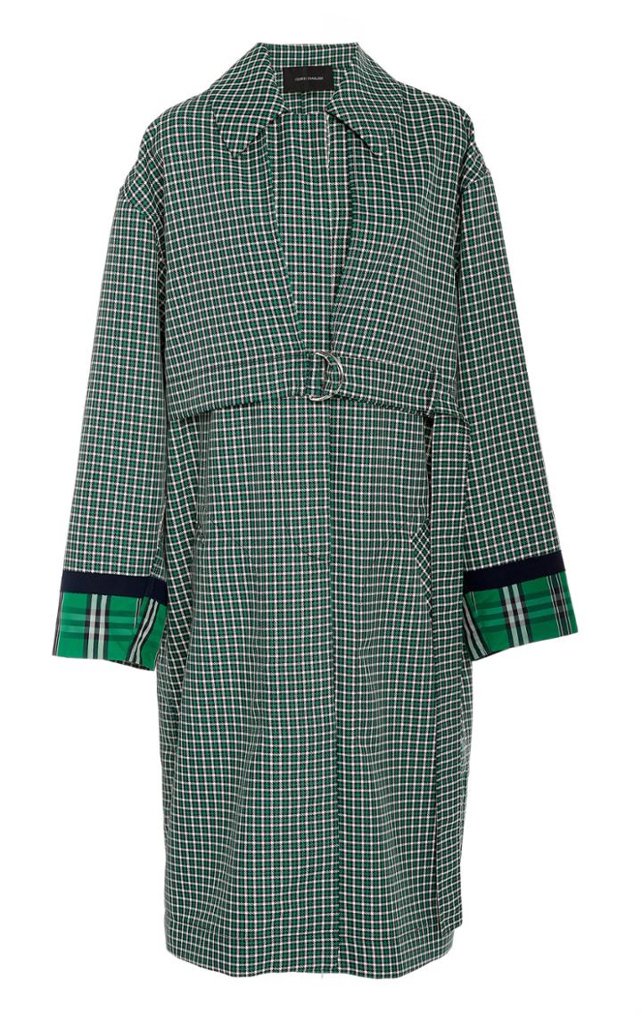 Cdric Charlier Oversized Collared Plaid Twill Coat