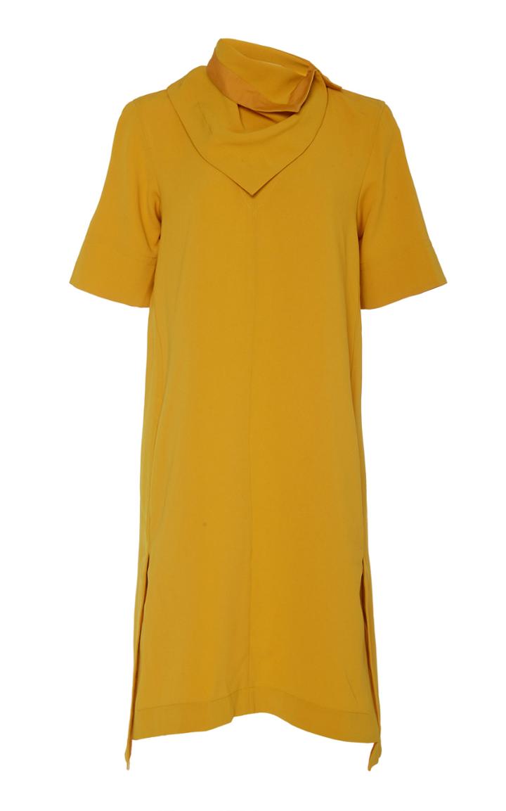 3.1 Phillip Lim Short Sleeve Crepe Dress With Removable Scarf