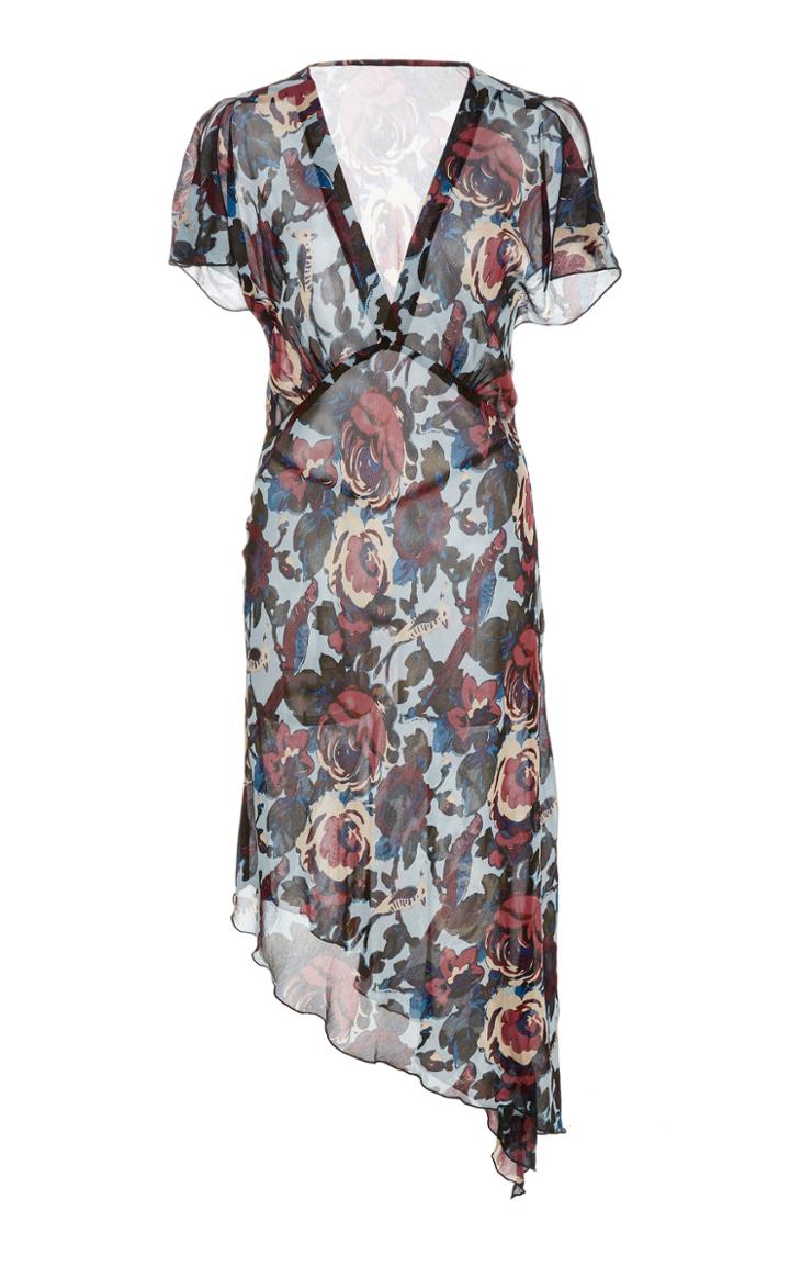 Anna Sui Birds And Roses Crepe Dress