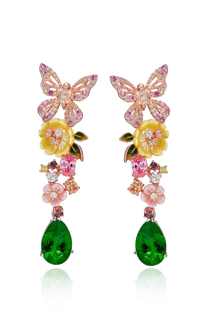 Anabela Chan Emerald Vine 18k Rose Gold Multi-stone Earrings