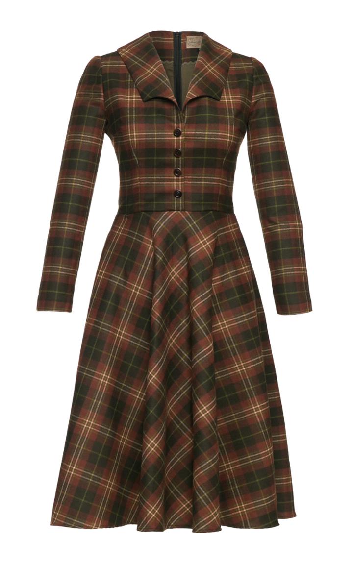 Lena Hoschek Highlander Plaid Wool-twill Dress
