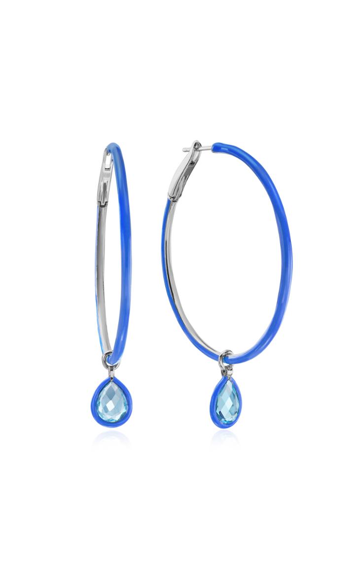Moda Operandi Nina Runsdorf The Artist Blue Topaz And Blue Enamel Medium Hoops