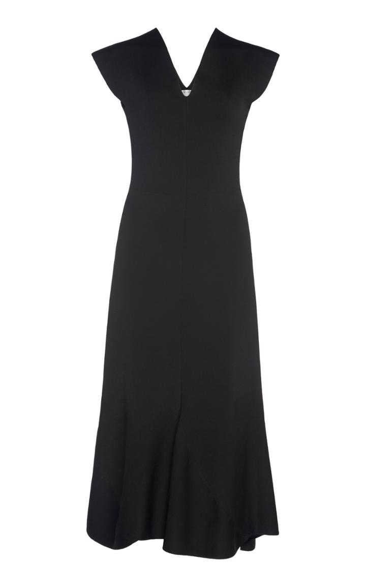 Victoria Beckham Classic Flared Crepe Midi Dress