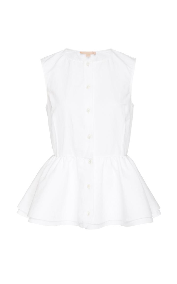 Brock Collection Peplum Button Down Cotton-blend Shirt