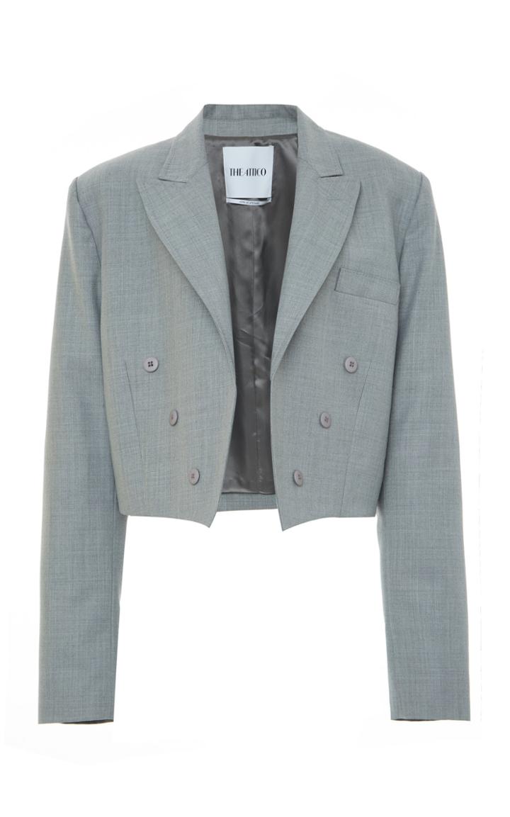 Moda Operandi Attico Cropped Double-breasted Poplin Blazer Size: 38