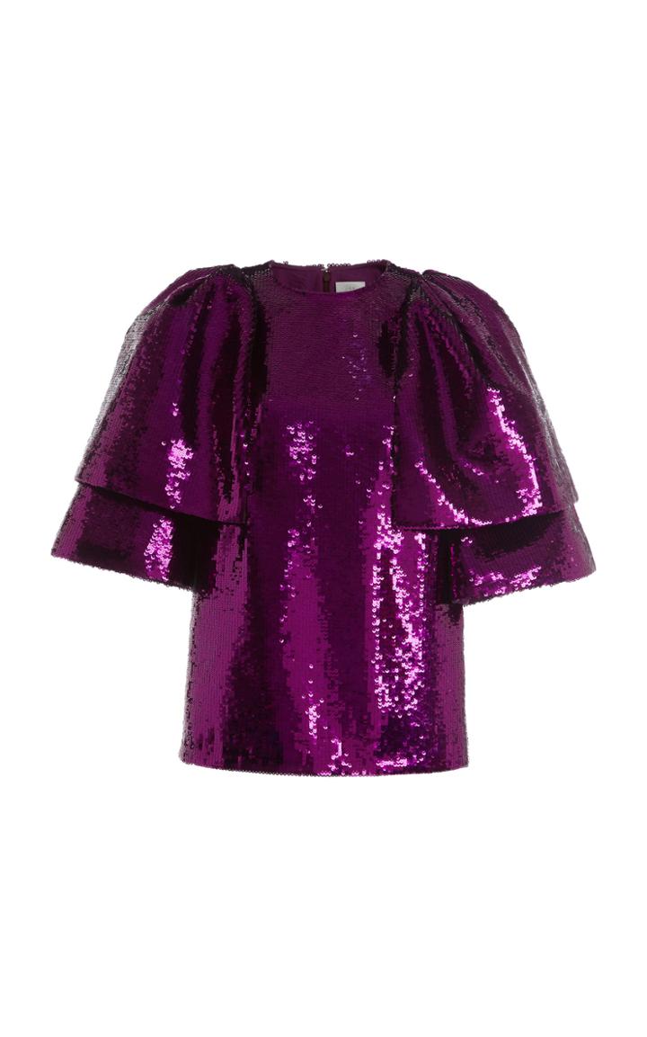 Moda Operandi Huishan Zhang Davina Tiered Sequined Top