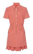 Brandon Maxwell Button Down Mini Pleated Hem Shirt Dress