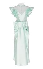 Moda Operandi Rodarte Satin And Tulle Mock Neck Dress Size: 4