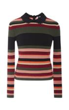 Red Valentino Striped Knit Sweater With Floral Collar