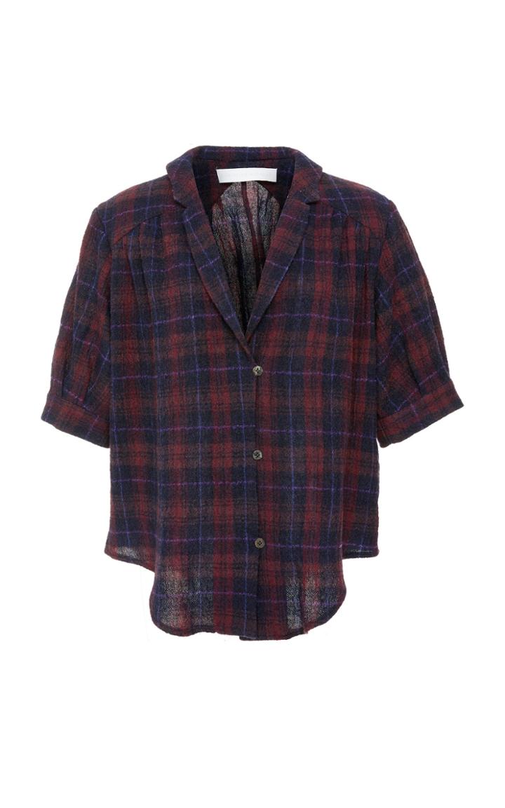 Christine Alcalay Short Sleeve Wool Blouse