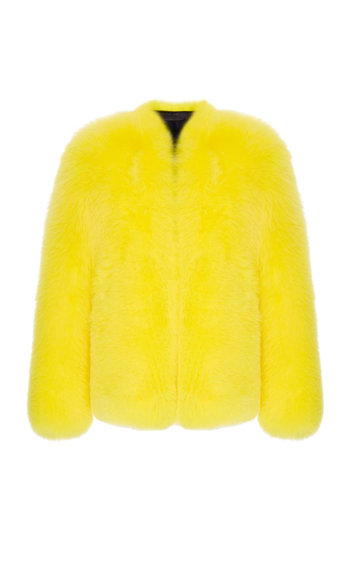 Balmain Fluorescent Fox Fur Jacket