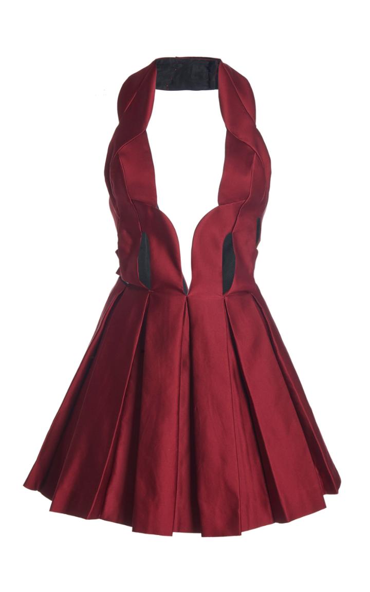 Moda Operandi Area Woven Cutout Pleated Crepe Dress