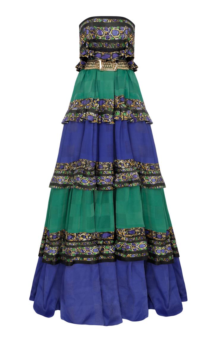 Moda Operandi Raisa Vanessa Strapless Satin Maxi Dress With Belt Detail