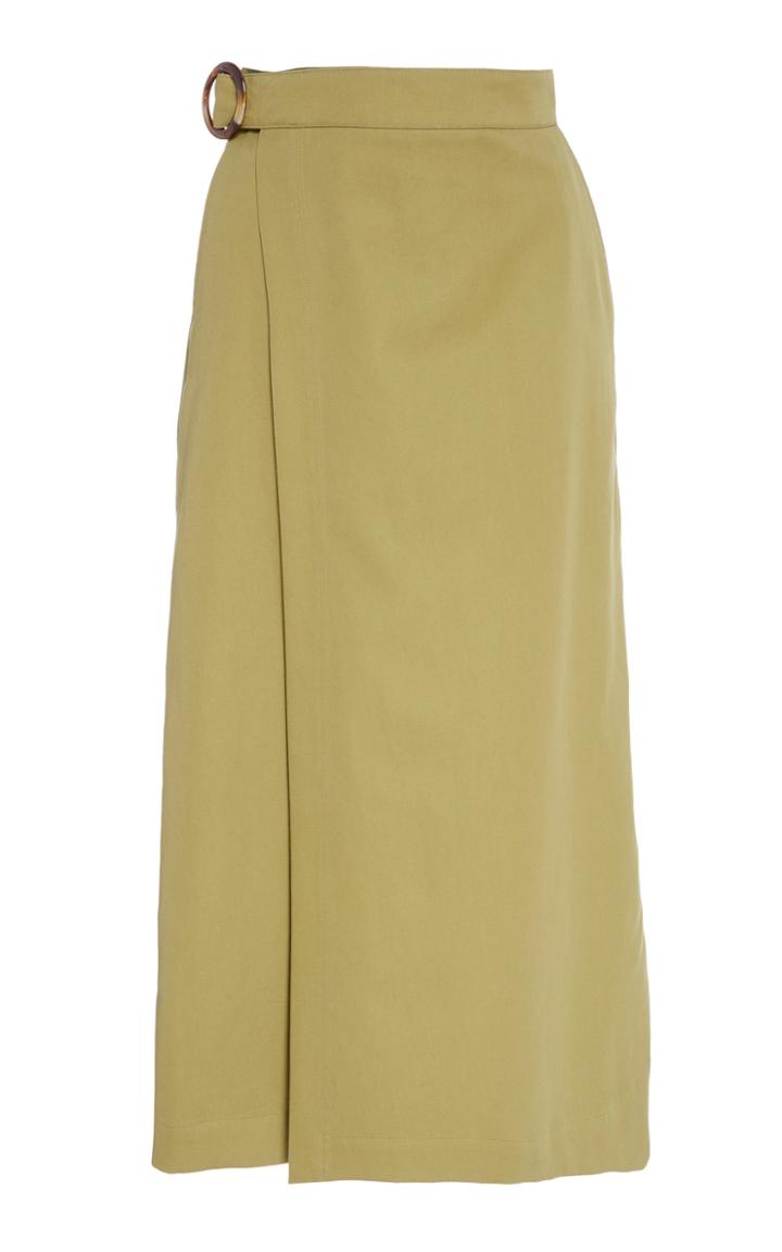 Deveaux Belted Cotton Wrap Skirt