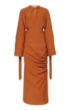 Matriel Draped Long Sleeve Dress With Roll Up Sleeves