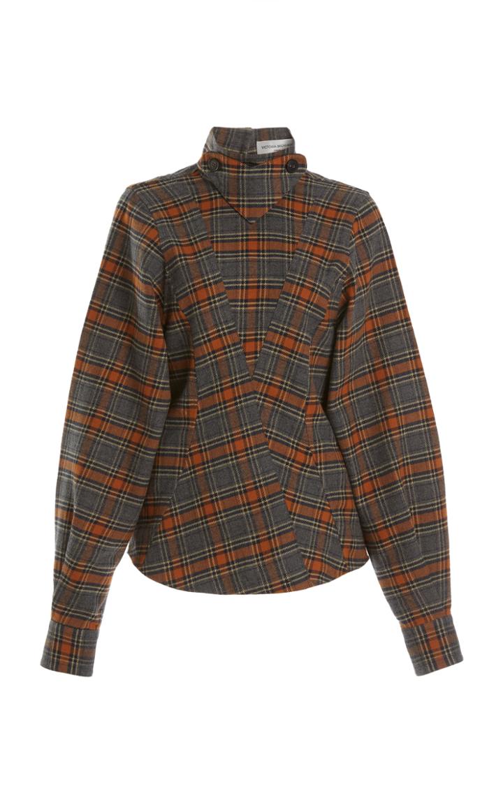 Moda Operandi Victoria Beckham Reversed Plaid Flannel Shirt