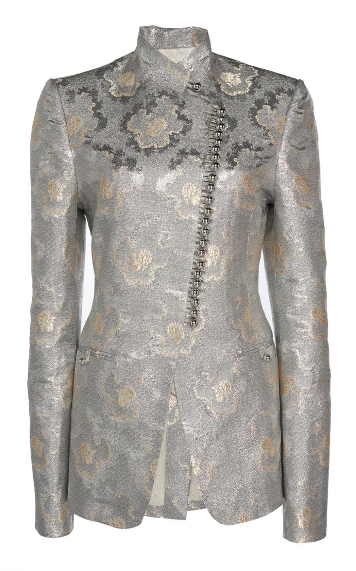 Paco Rabanne Mock Neck Jacquard Blazer