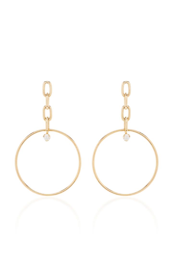 Zoe Chicco 14k Large Square Oval Link Chain Earrings With Prong Set Circle Drops