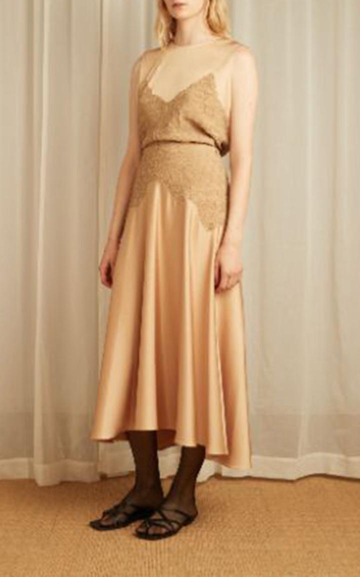 Moda Operandi Vince Lace-appliqued Satin Top
