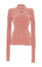 Emilio Pucci Ribbed Rhinestone Zipper Sweater