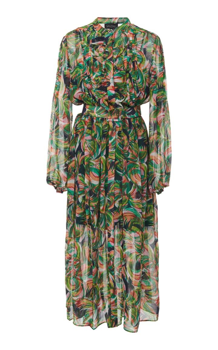 Saloni Raquel Printed Chiffon Midi Dress