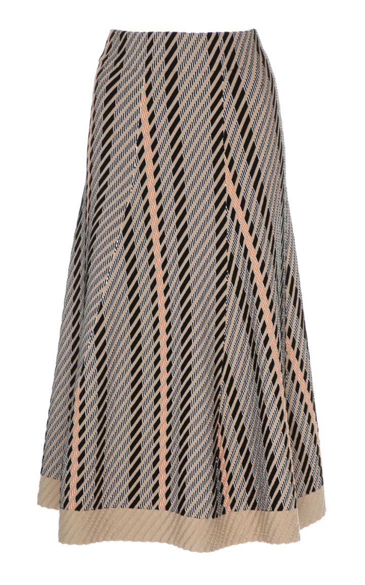 Akris Patterened Wool-knit Midi Skirt
