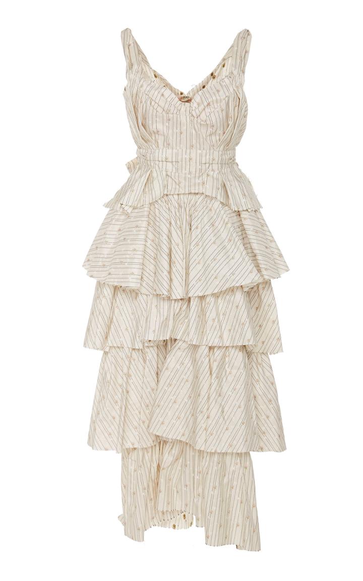 Brock Collection Paquita Tiered Ruffled Silk-blend Dress