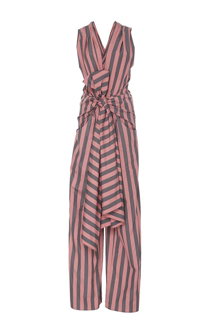 Tome Striped Cotton Bow Front Jumpsuit