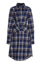 Moda Operandi Victoria Beckham Tapered Plaid Cotton Flannel Shirt Dress