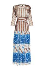 Tata Naka Long Print Dress With Gathered Skirt