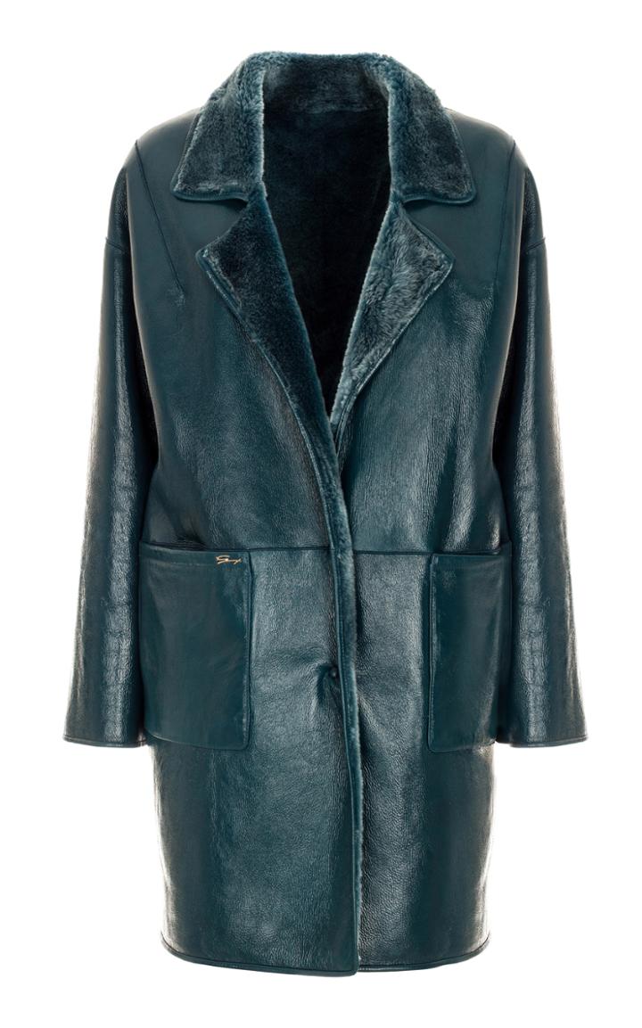 Genny Teal Leather Jacket