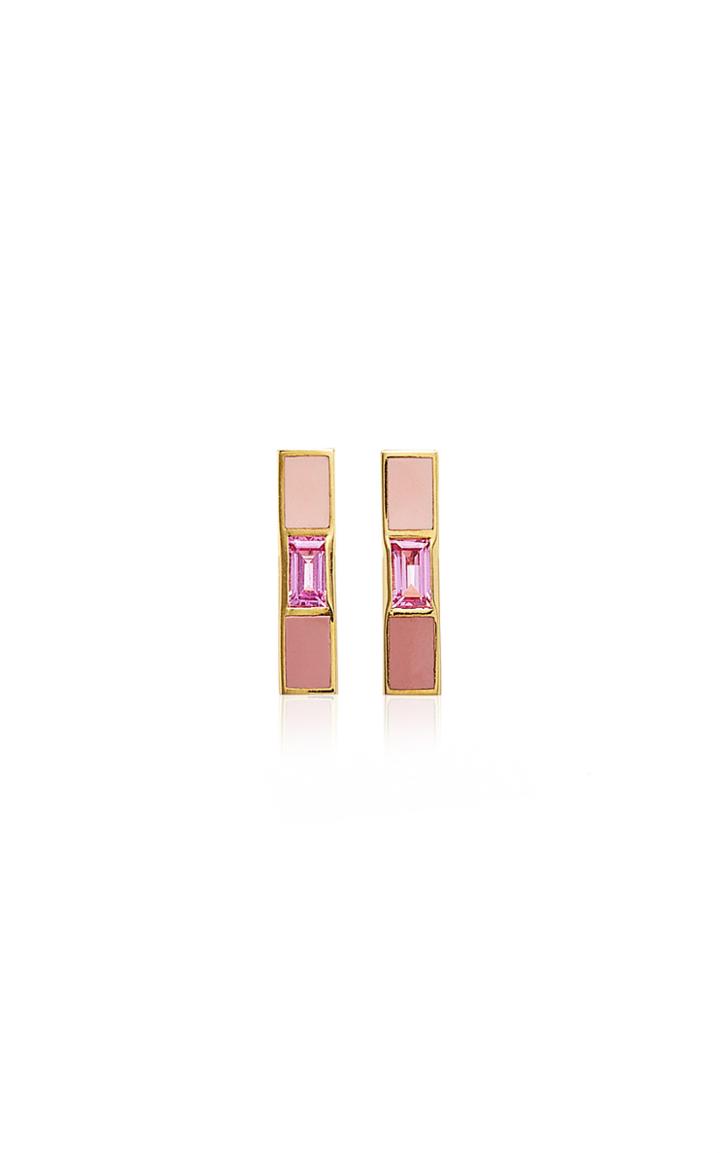 Sig Ward 18k Gold Enamel And Pink Sapphire Studs