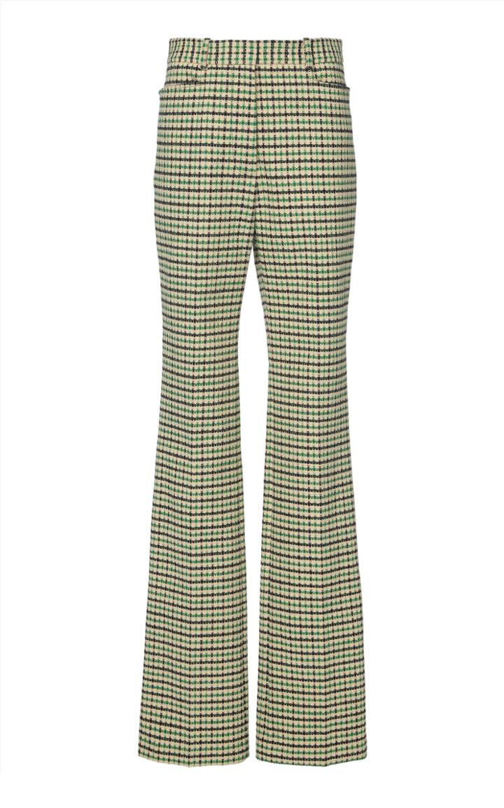 Moda Operandi Victoria Beckham High-rise Slim Flare Check Trousers Size: 4