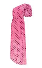 Vivetta Monet One-shoulder Polka-dot Satin Midi Dress