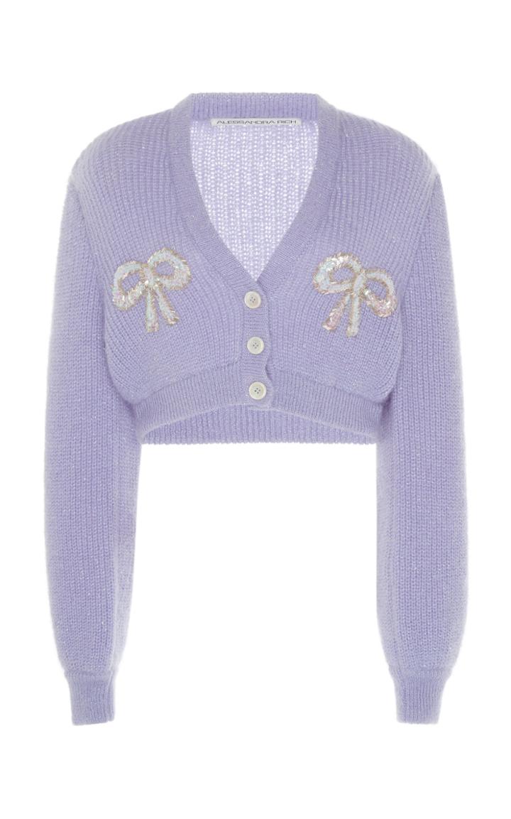 Moda Operandi Alessandra Rich Bow-embellished Mohair-blend Cardigan Size: 36