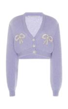 Moda Operandi Alessandra Rich Bow-embellished Mohair-blend Cardigan Size: 36