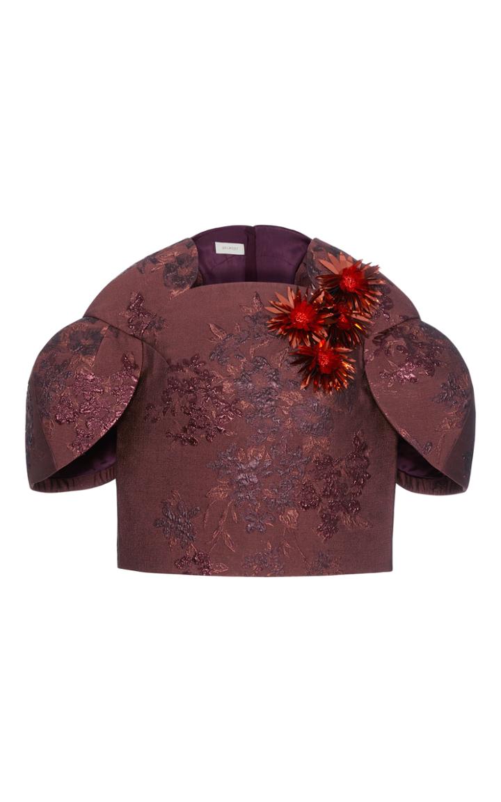Delpozo Cap Sleeve Jacquard Top
