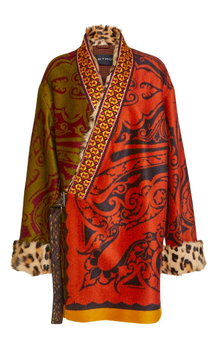 Etro Robe Jacket With Fur Trim