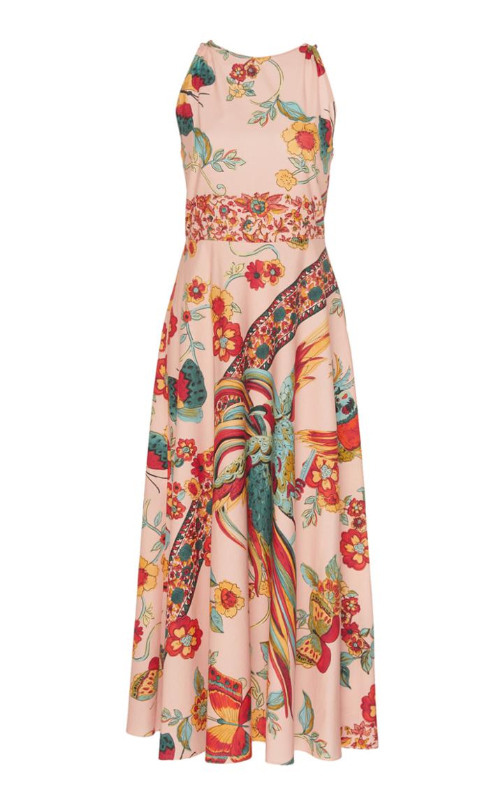 Moda Operandi Red Valentino Floral-print Crepe De Chine Midi Dress Size: 36